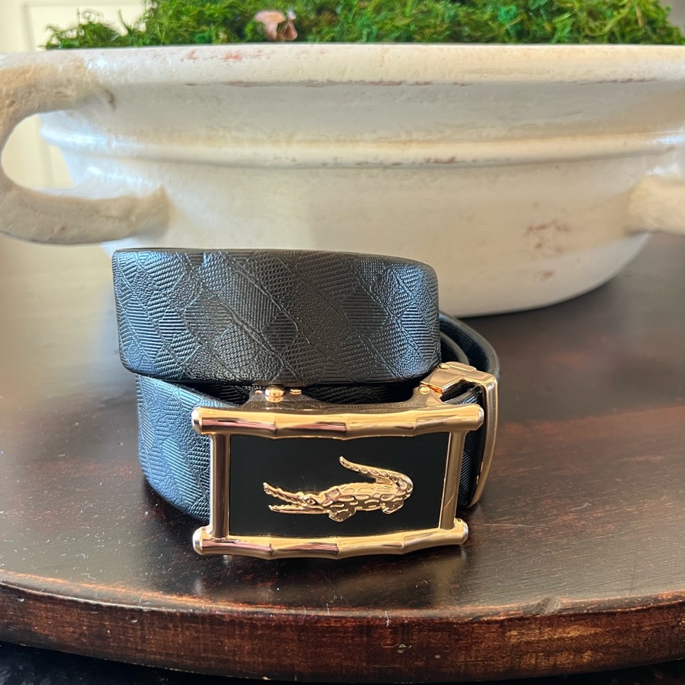 Men’s Dress Belt Black and Gold